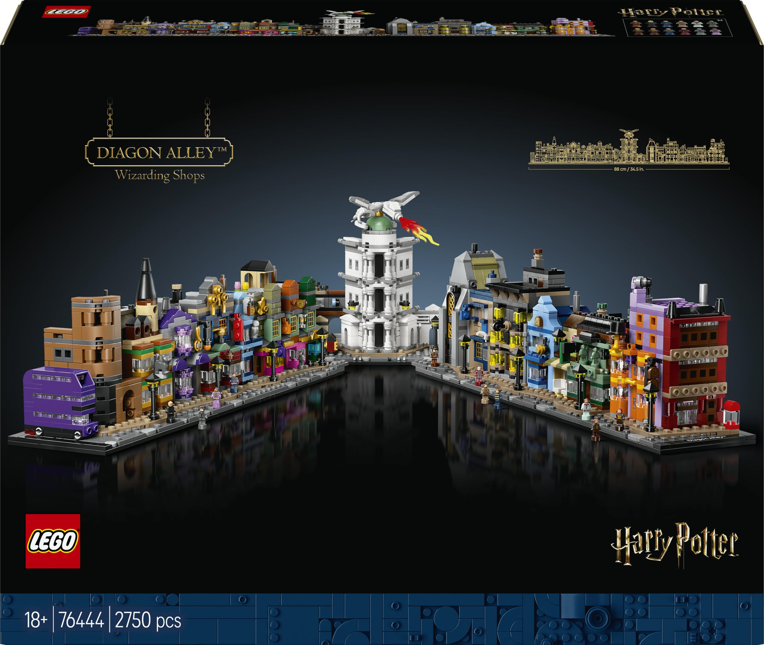 LEGO Harry Potter Diagon Alley Wizarding Shops 76444 | Set for Adults, Collectib