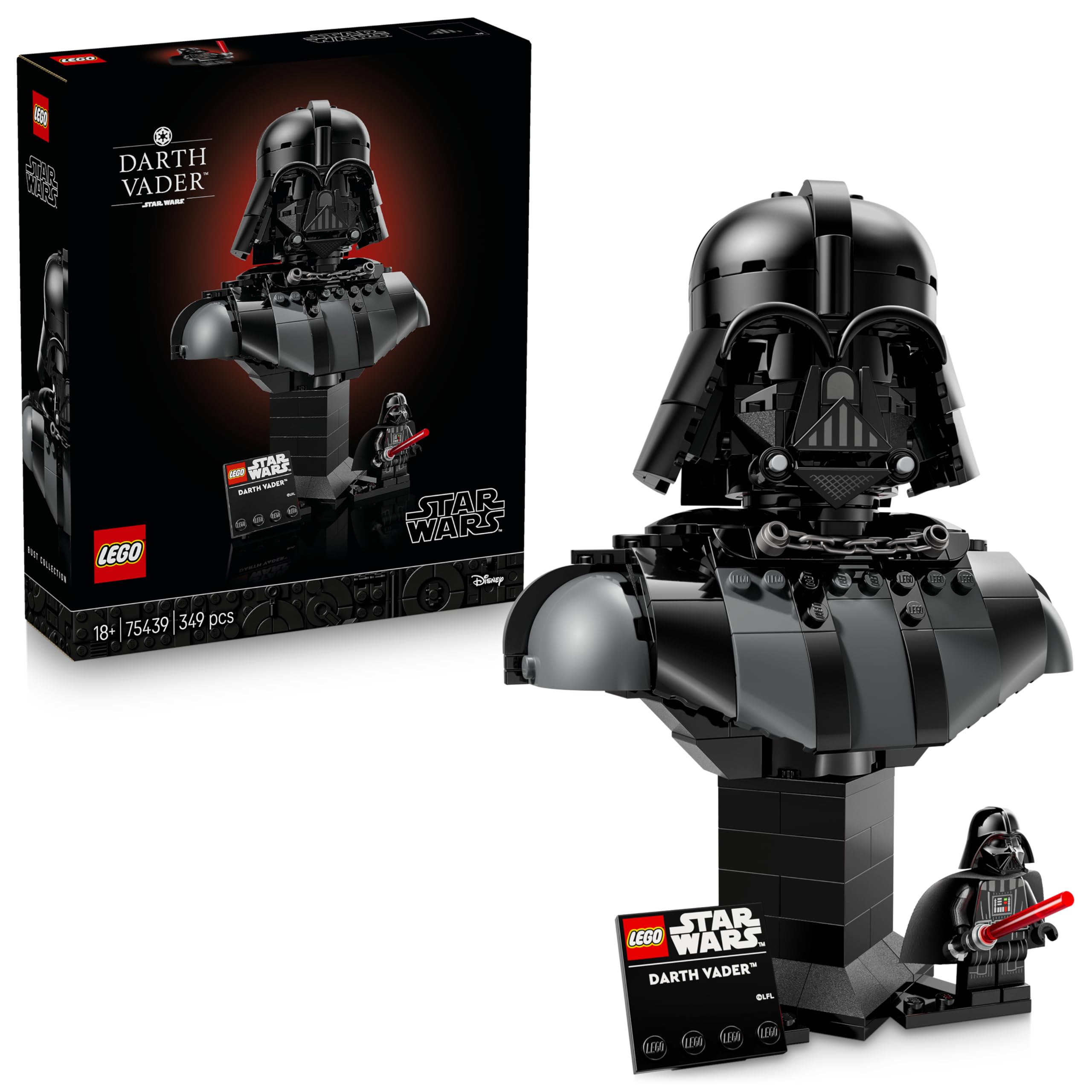 LEGO Star Wars Darth Vader Bust 75439 | Set for Adults, DIY Shelf Decor Display 