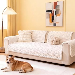 Cshionary Couch Cover for Dogs, Four Seasons White, 180x90cm | Washable Sofa Protector Non-Slip Soft Plush Pet-Friendly Dog Couch Covers Fits All Sofas,Cozy Protect Against Fur, Dirt
