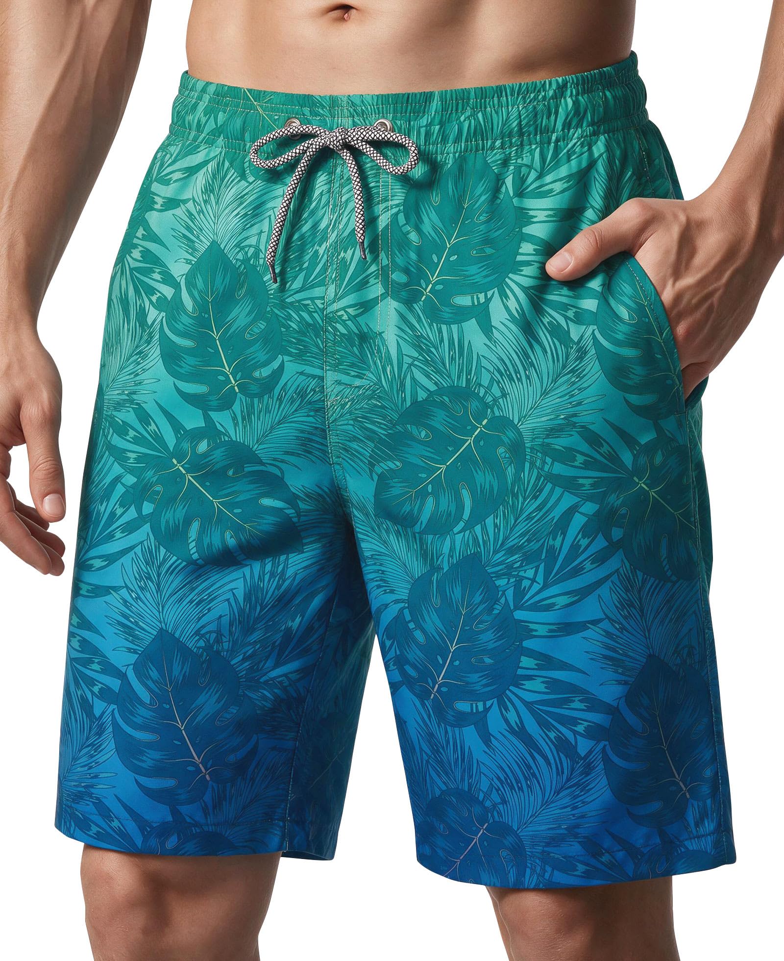 ELETOP Mens Swim Shorts 9 inch Bathing Suit with Mesh Lining