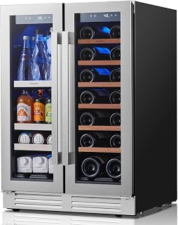 Ca'Lefort 24 Inch Wine & Beverage Refrigerator, 60 Can & 20 Bottle | 36-72°F Touch Control, Dual-Pane Glass Door, Adjustable Shelves, 3 Color LED, Built-In or Under Counter for Home Bar Kitchen