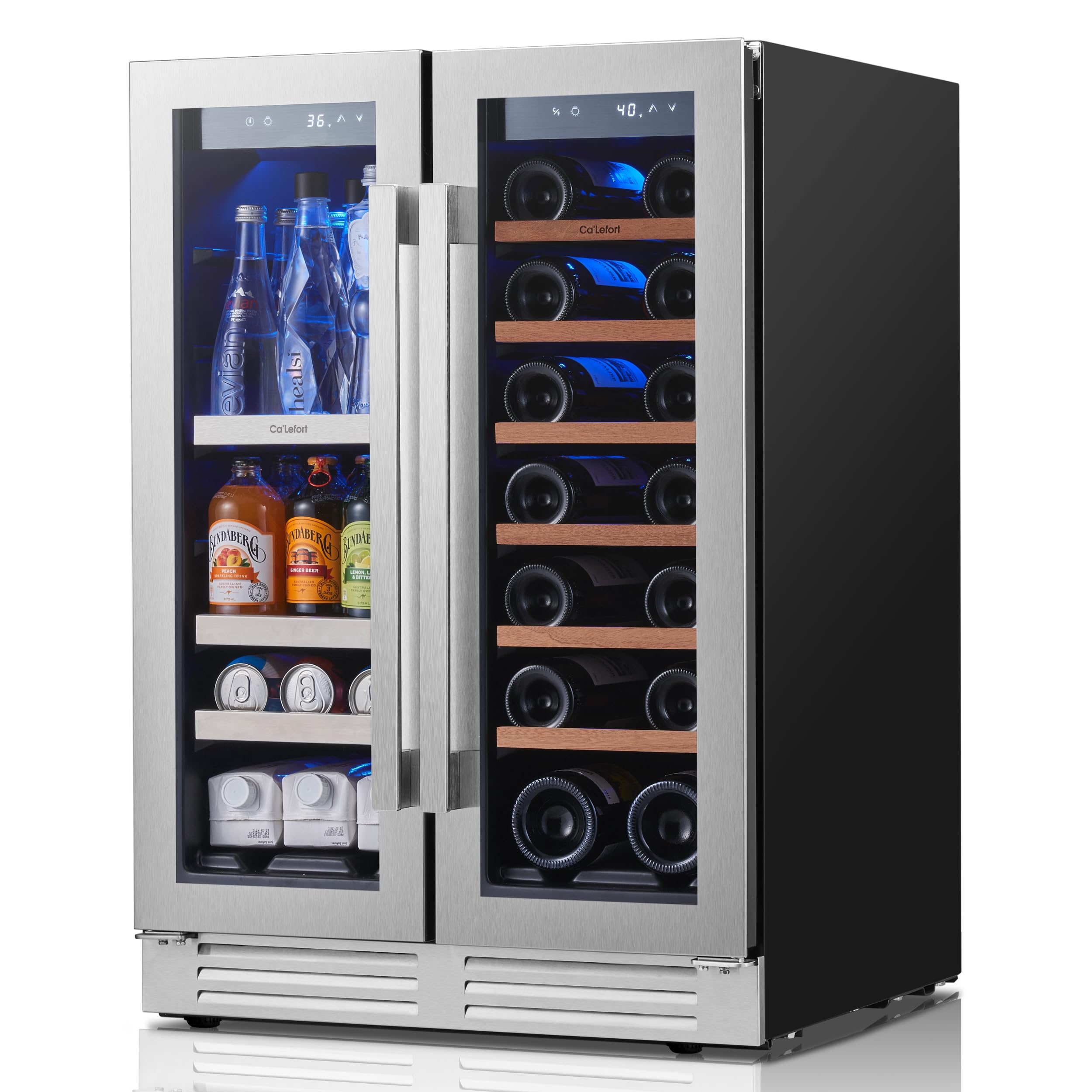 Ca'Lefort 24 Inch Wine & Beverage Refrigerator, 60 Can & 20 Bottle | 36-72°F Tou