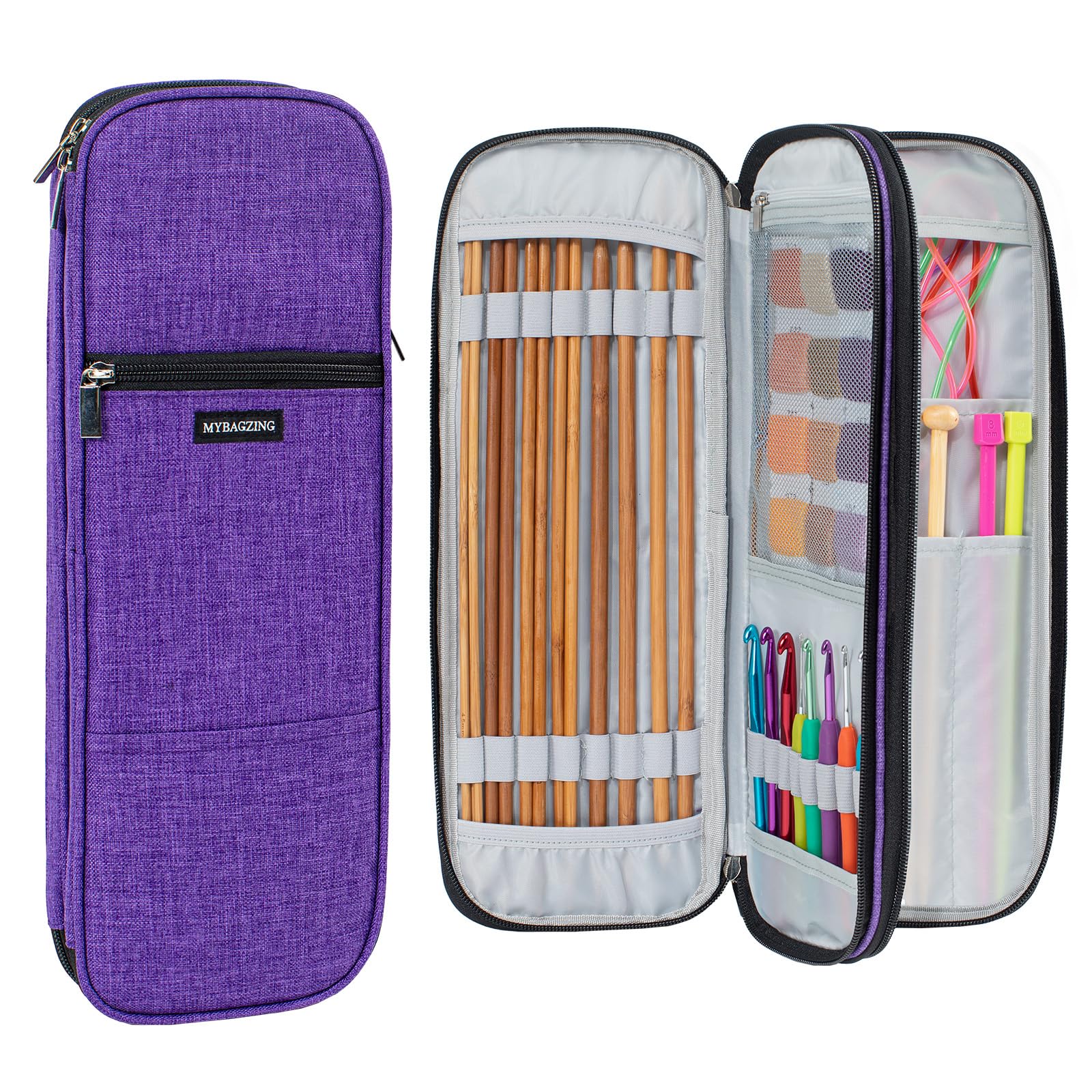 MYBAGZING Knitting Needle Case 14" Organizer for Straight &Circular Needles | 14