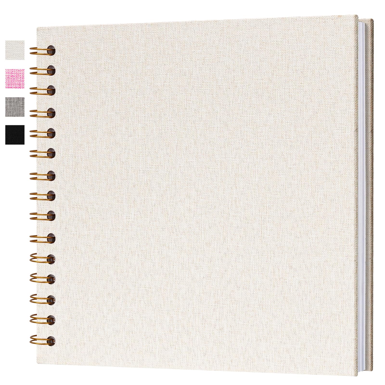 Hiwhy 7x7 Inch Scrapbook DIY Photo Album, 20 Sheets (40 Pages), Beige | Linen Ha