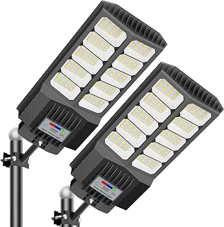 XCQMHF Solar Street Light Outdoor Waterproof Pole Led Solar Lights for Yard | High Liumen Outdoor Solar Flood Light for Parking Lot,Security Street Lights Solar Powered for Parking Lot Garden & Walkway