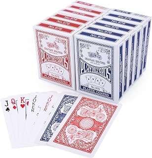 LotFancy Playing Cards, Poker Size Standard Index, 12 Decks of Cards (6 Blue and 6 Red), for Blackjack, Euchre, Canasta Card Game, Casino Grade