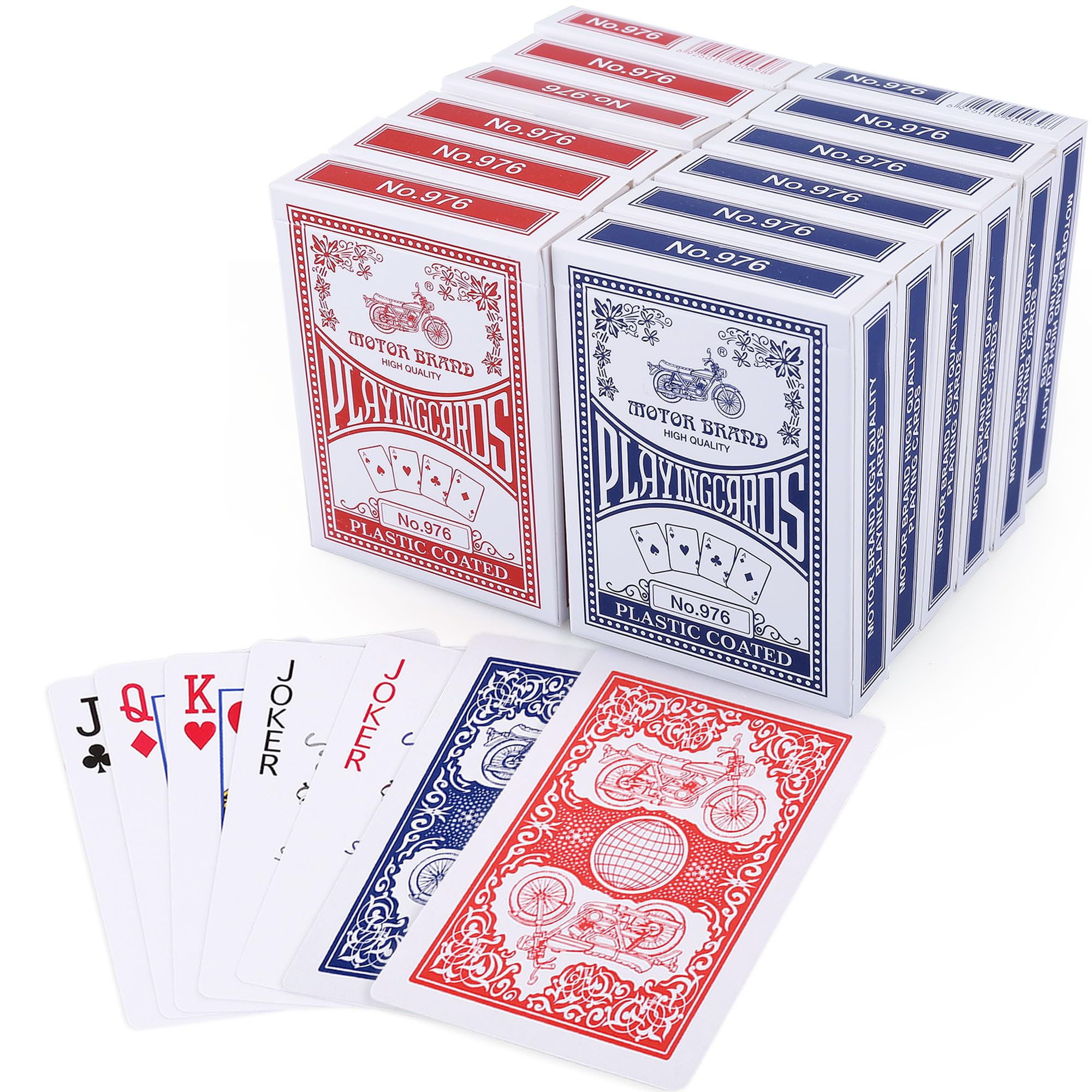 LotFancy Playing Cards, Poker Size Standard Index, 12 Decks of Cards (6 Blue and