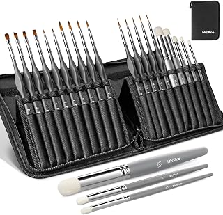 Nicpro 20 PCS Miniature Paint Brushes & Dry Brush, Model Paint Brush Set