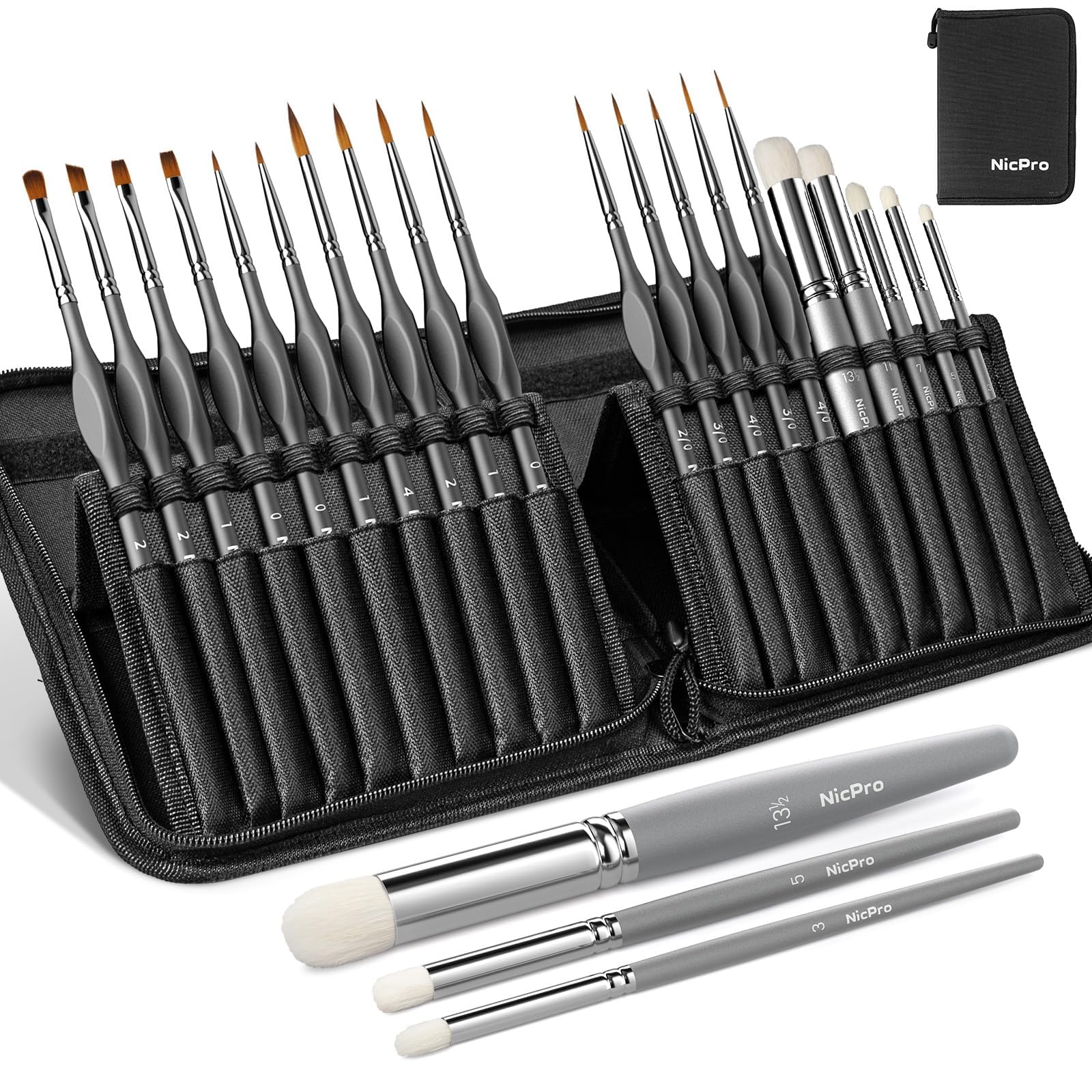 Nicpro 20 PCS Miniature Paint Brushes & Dry Brush, Model Paint Brush Set