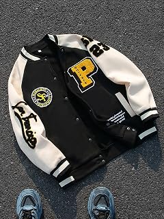 Spring & Autumn American Retro Patch Trendy Baseball Jacket, Street Style Colour Block Coat