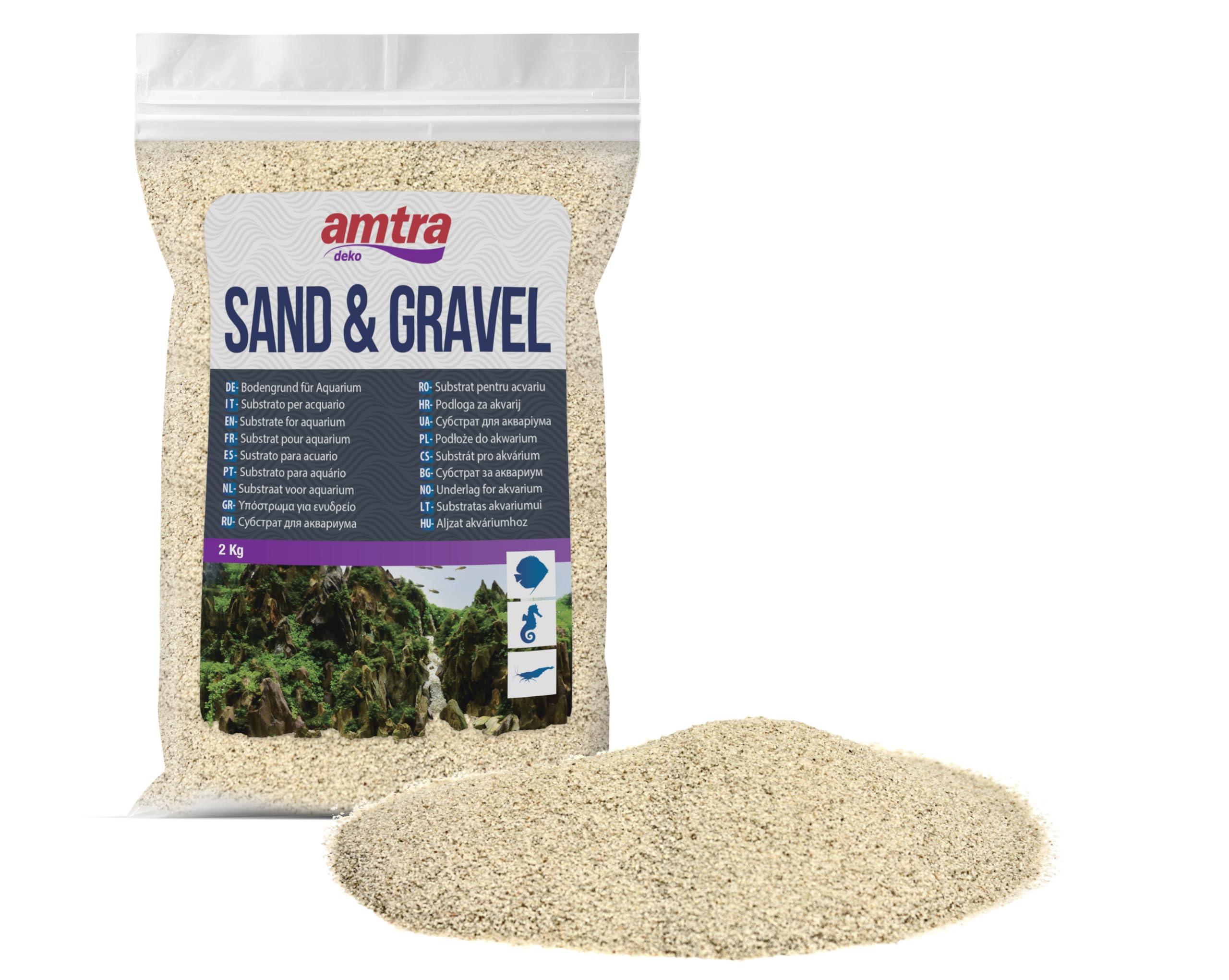 AMTRA White Quartz - Fine White Quartz Aquarium Sand, for Fresh or Salt Water, G