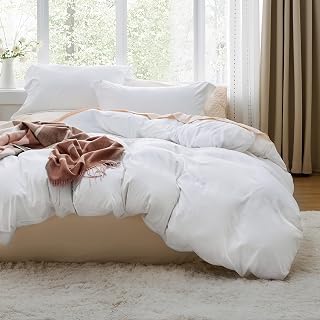 Bedsure White Duvet Cover Queen - 3Pcs Prewashed Soft Bedding Set