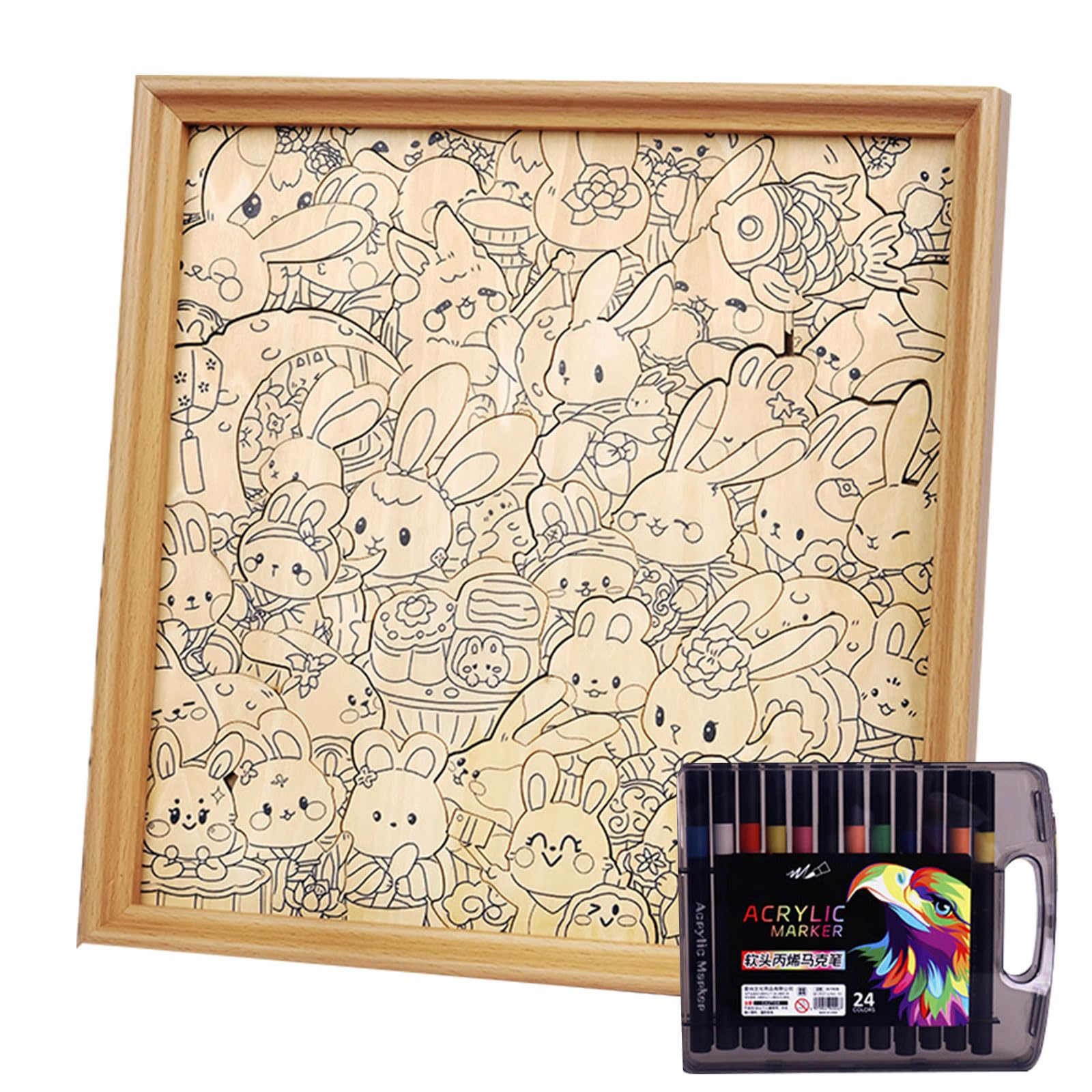 Wooden Animal Painting Puzzle Photo Frame, 24 Colors | Comprehensive Painting Pu