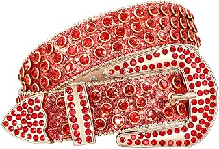 WHIPPY Women Western Rhinestones Belts Men Studded Belt for Jeans Bling Cowgirl Cowboy Waist Belt with Removable Buckle