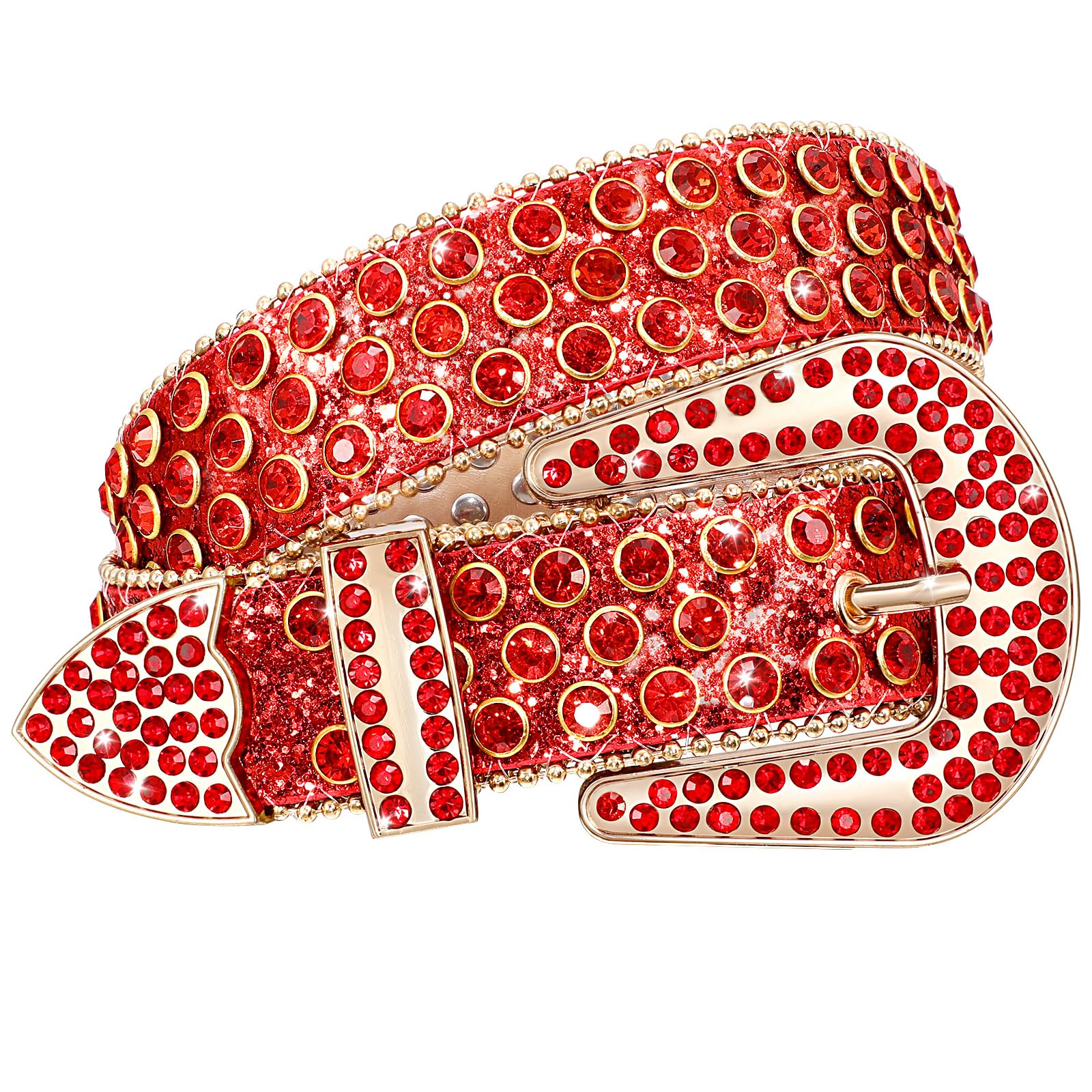 WHIPPY Women Western Rhinestones Belts Men Studded Belt for Jeans Bling Cowgirl 