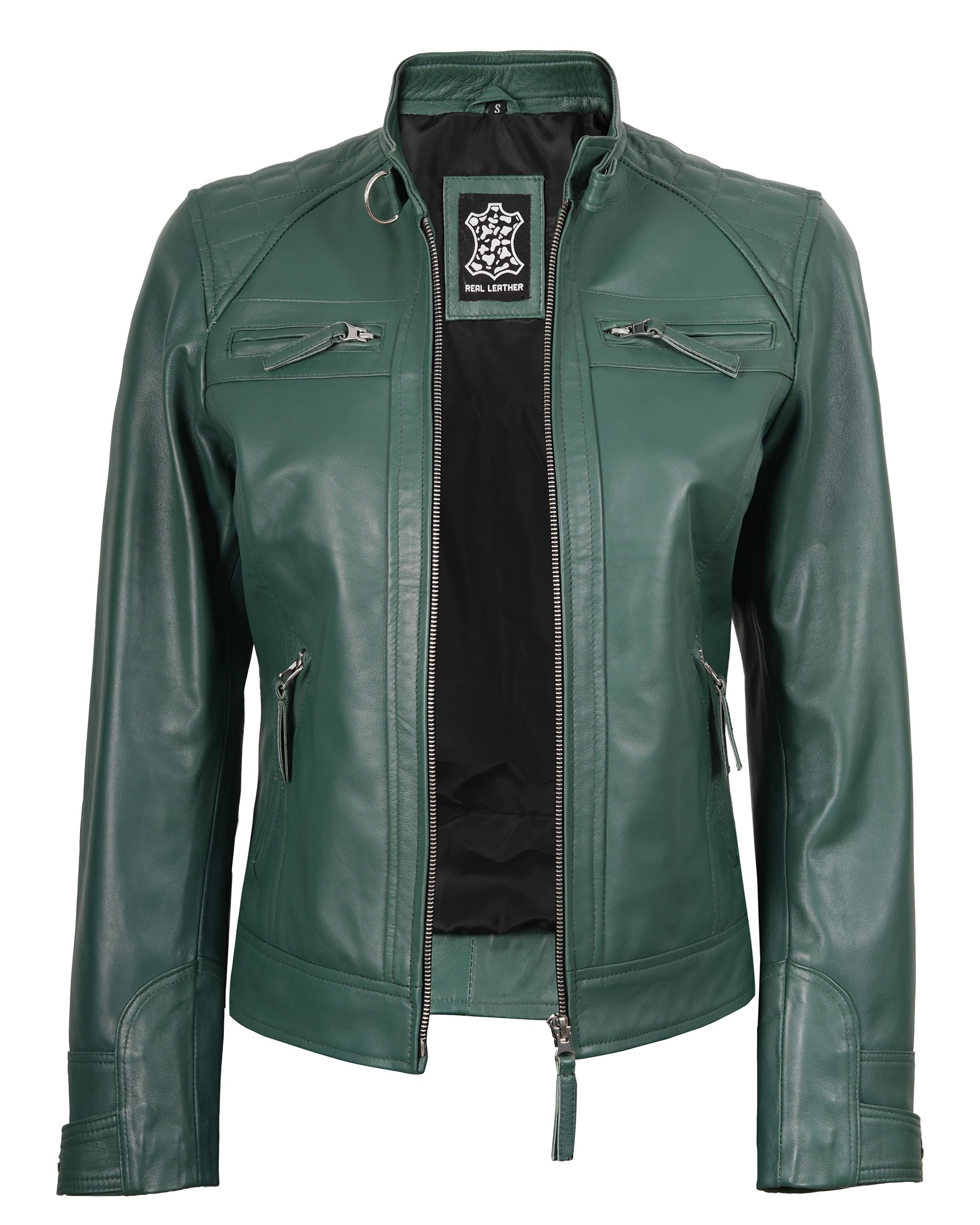 Decrum Cafe Racer Leather Jackets For Women Motorcycle Style