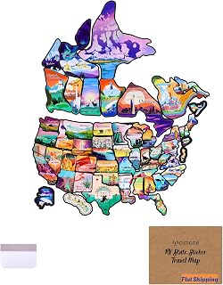 RV State Travel Map Sticker of USA & Canada 11 ⅘“ x 15 ¾” | Visited States & Provinces Sticker Decals for Outdoors & Indoors, Fade-Resistant, Waterproof, for Door, Wall, Window