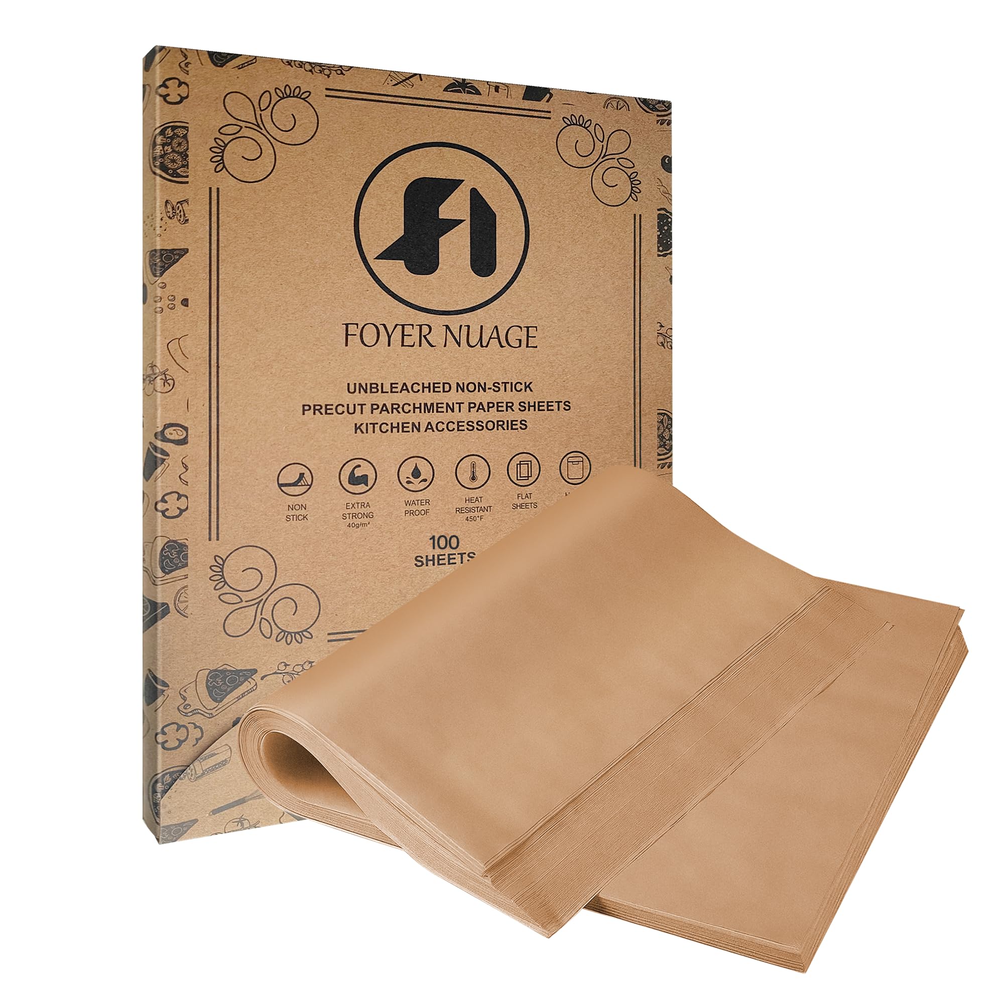 100 Pcs Unbleached Parchment Paper Baking Sheets, 8x12 inch Baking Paper, Precut