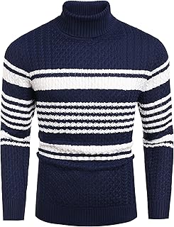 COOFANDY Men's Slim Fit Turtleneck Sweater Casual Knitted Pullover Sweaters