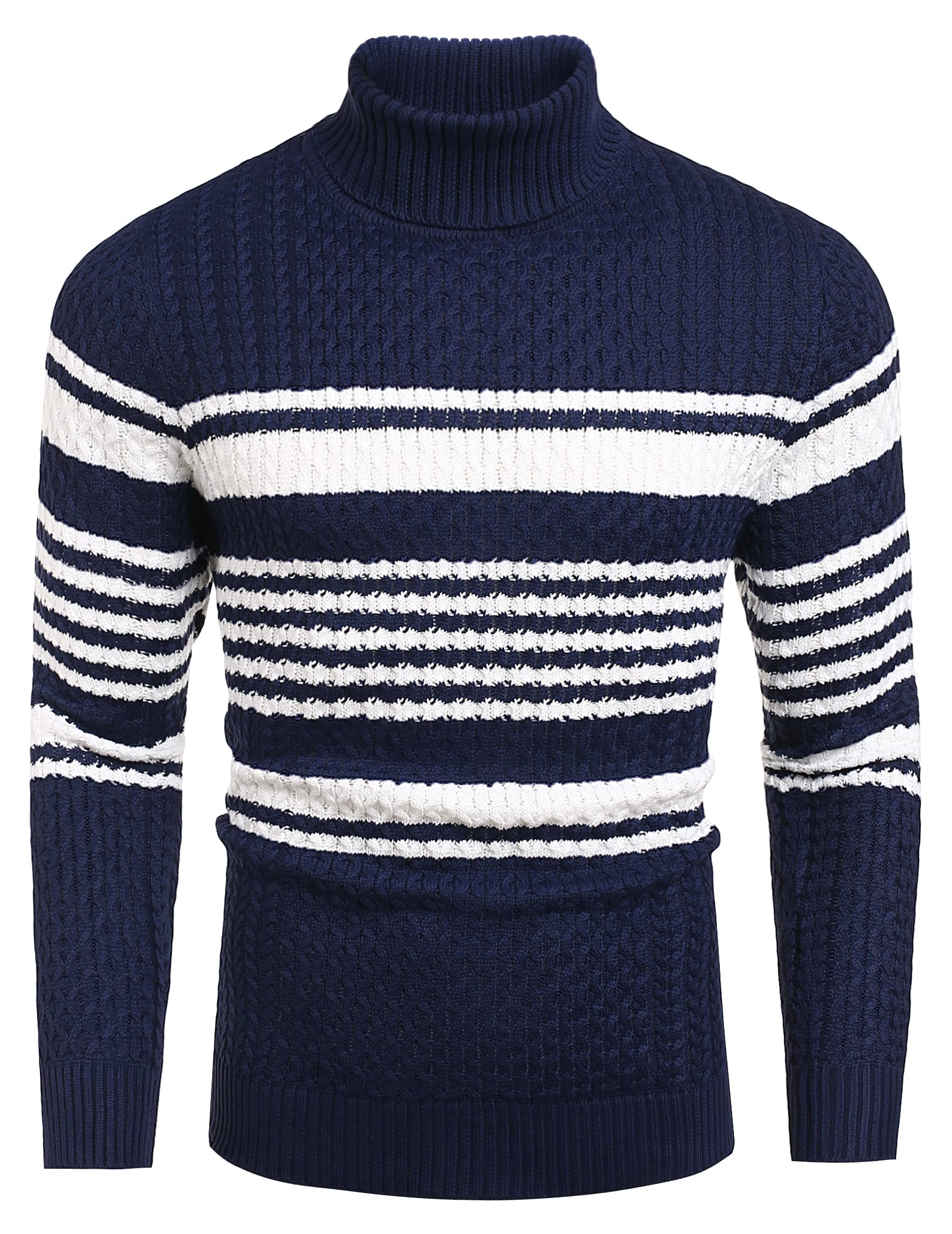 COOFANDY Men's Slim Fit Turtleneck Sweater Casual Cotton Knitted Pullover