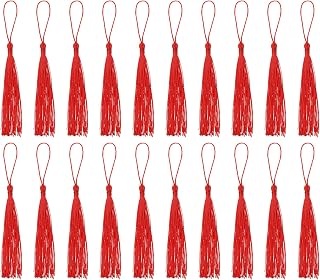 Bookmark Tassels, 20 Pieces 5.1 Inch Soft Silky Mini Tassels with Loops for Keychain Graduation DIY Accessories Handmade Red