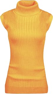 V28 Women's Sleeveless Ribbed High Neck Turtleneck Stretch Knit Sweater