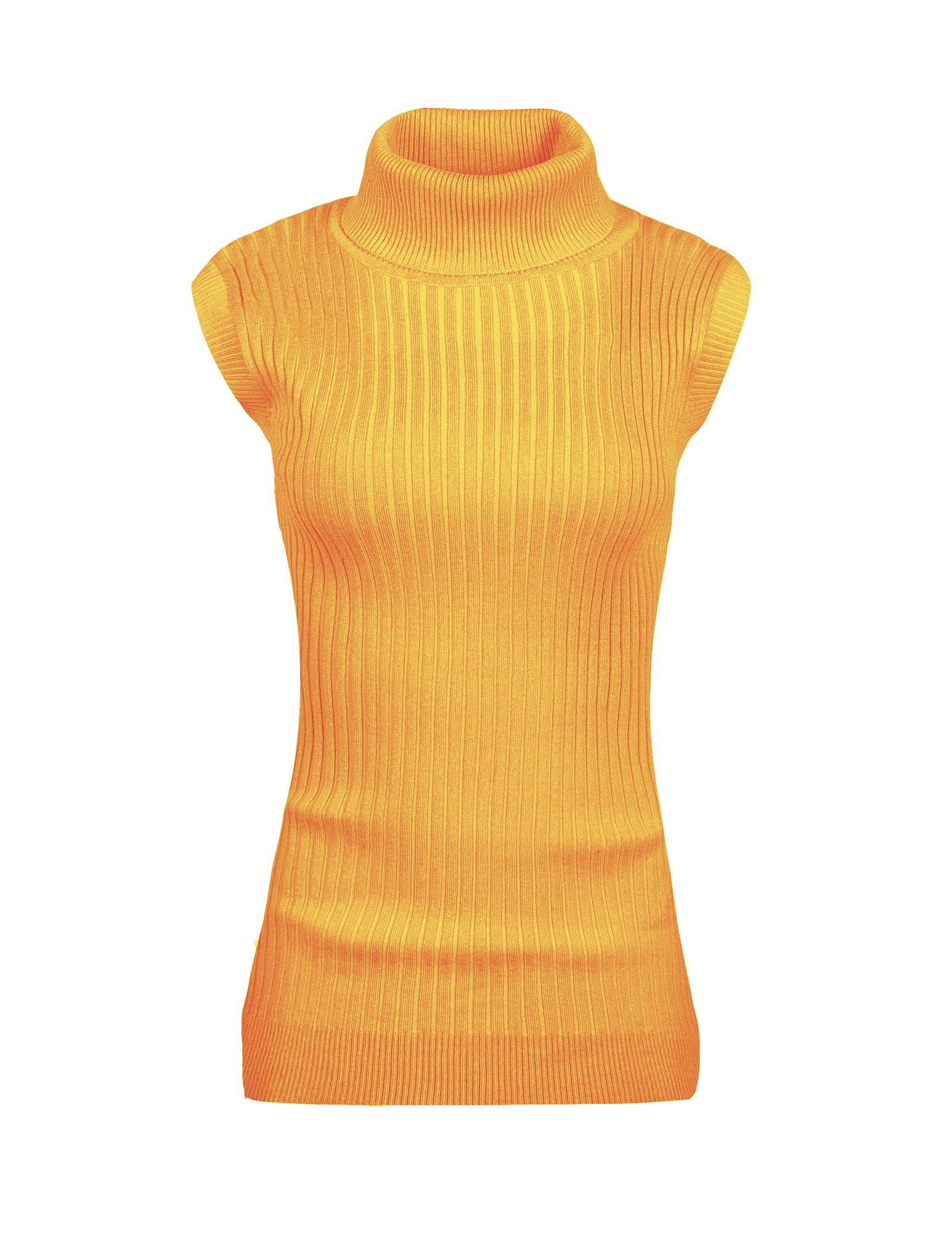 V28 Women's Sleeveless Ribbed High Neck Turtleneck Stretch Knit Sweater