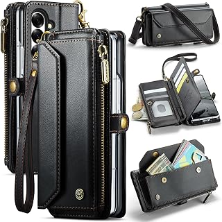 Wallet-Hülle für Samsung Galaxy Z Fold 8 Ultra, Handyhülle aus Taschen-Leder mit Reißverschluss, abnehmbarer Handgelenk- und Schultergurt