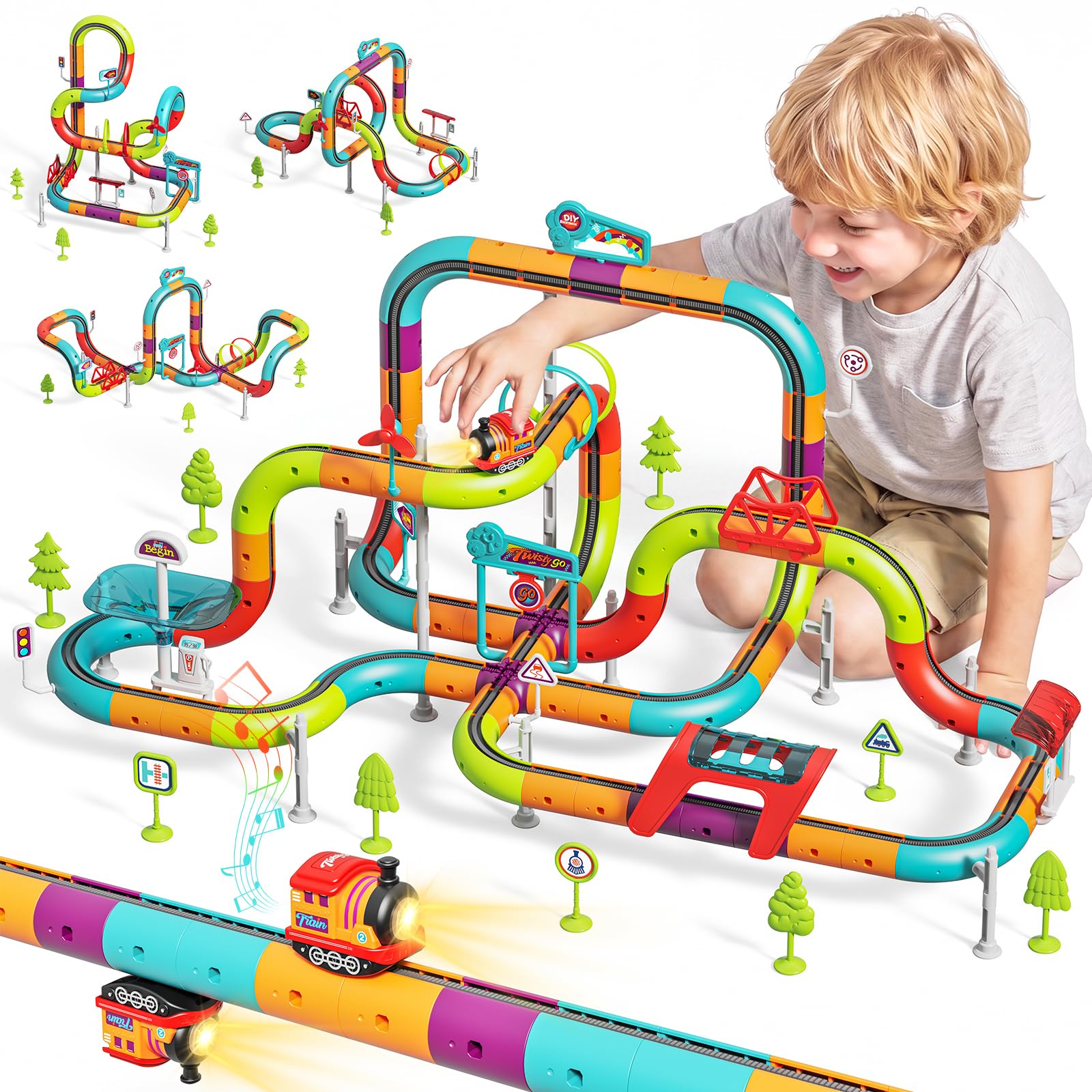 Neikko 121PCS Electric Train Set 3D Infinity Cube Race Track Toy for Kid 6+ | An