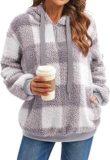 ReachMe Womens Oversized Sherpa Hoodie Pullover Fleece Sweatshirt