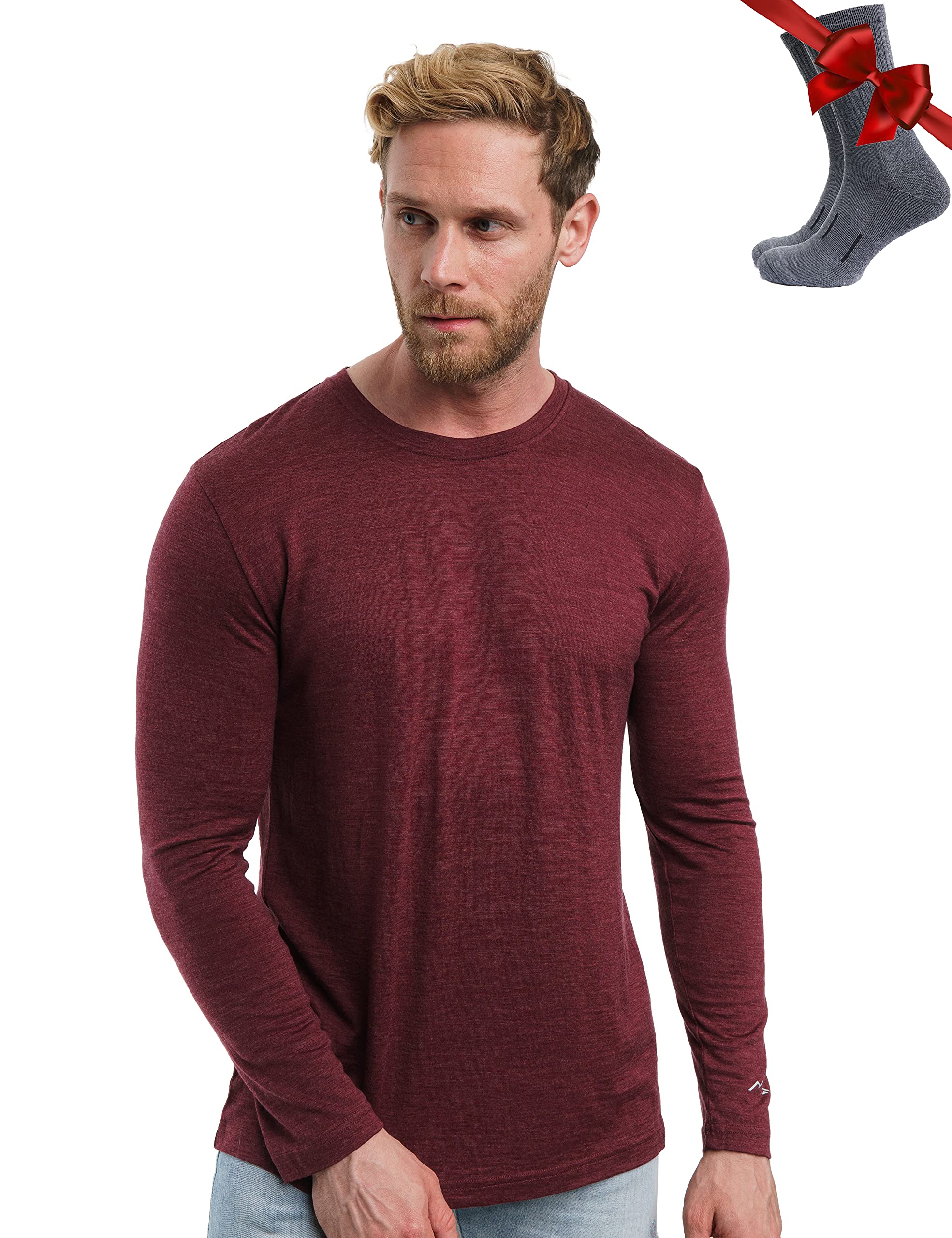 Maglia Termica Merino Lana Uomo Maniche Lunghe + Calzini