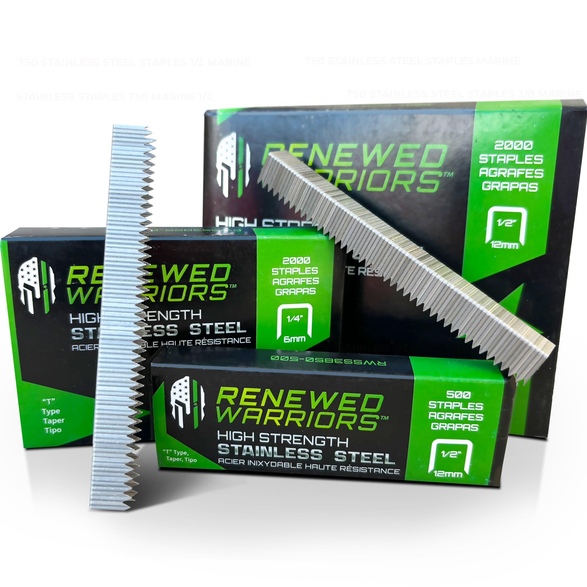 T50 Stainless Steel Staples 1/2 Marine; T/50 Type (1/2" in Leg; 3/8" Crown) T-50