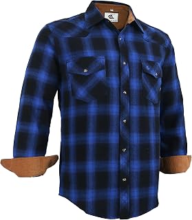 Coevals Club Mens Flannel Shirts Corduroy Lined Western Snap Button Up Cotton Regular Fit Long Sleeve Plaid Solid Shirts