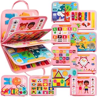 Clever Fox Play Busy Book, Montessori Toy for Kids 2-3 Year Old, Pink | Sensory felt activity book, portable for car & airplane travel play, calming, screen-free, quiet light table toy, gift