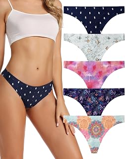 VOENXE Seamless Women Underwear Thongs,No Show Ladies Panties,Breathable