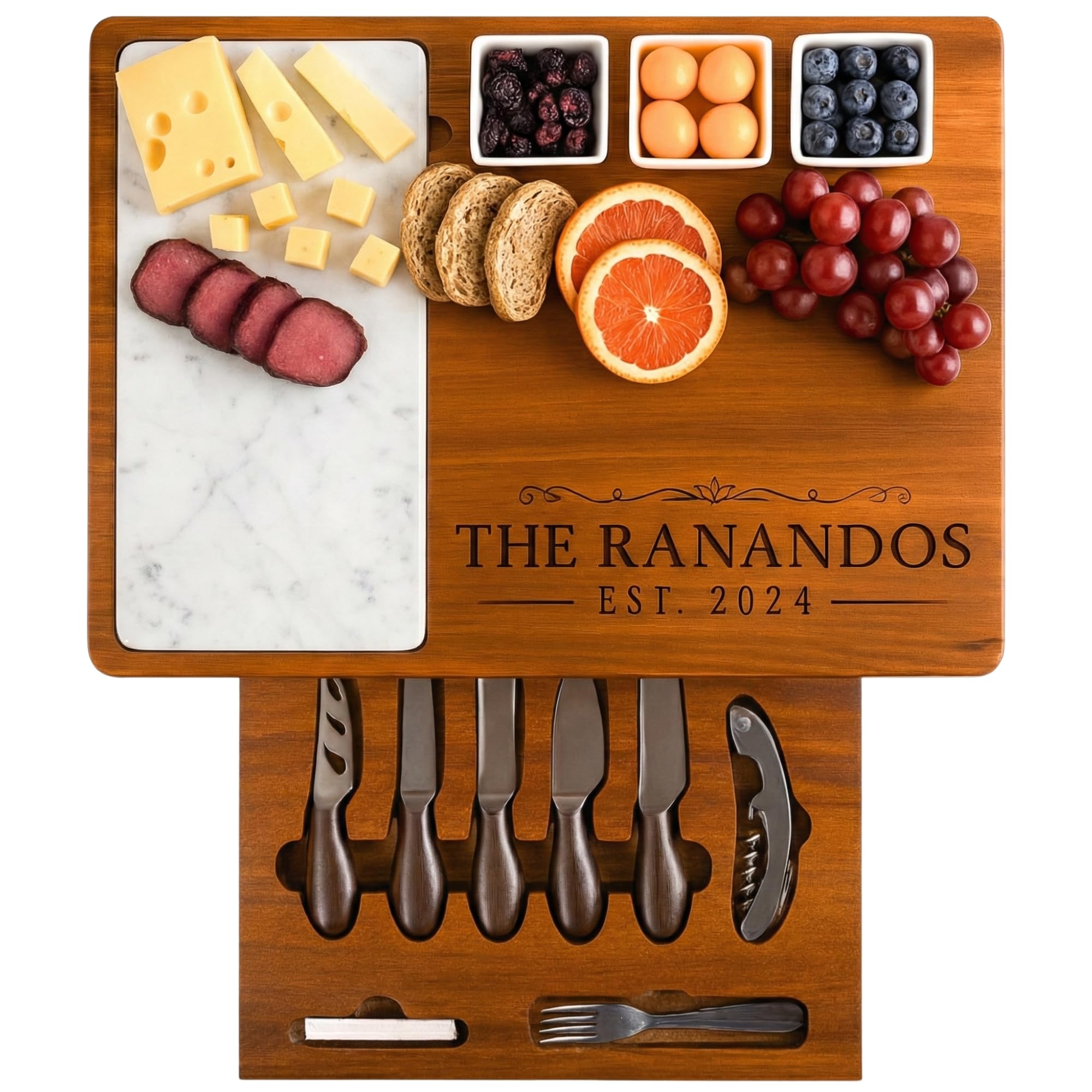 Personalized Charcuterie Board Set with Stainless Steel Knives – Custom Wedding,