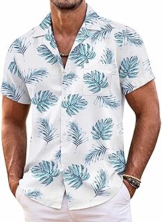 COOFANDY Mens Hawaiian Shirt Short Sleeve Floral Button Down Shirts Tropical Summer Beach Shirts Camp Collar Shirt
