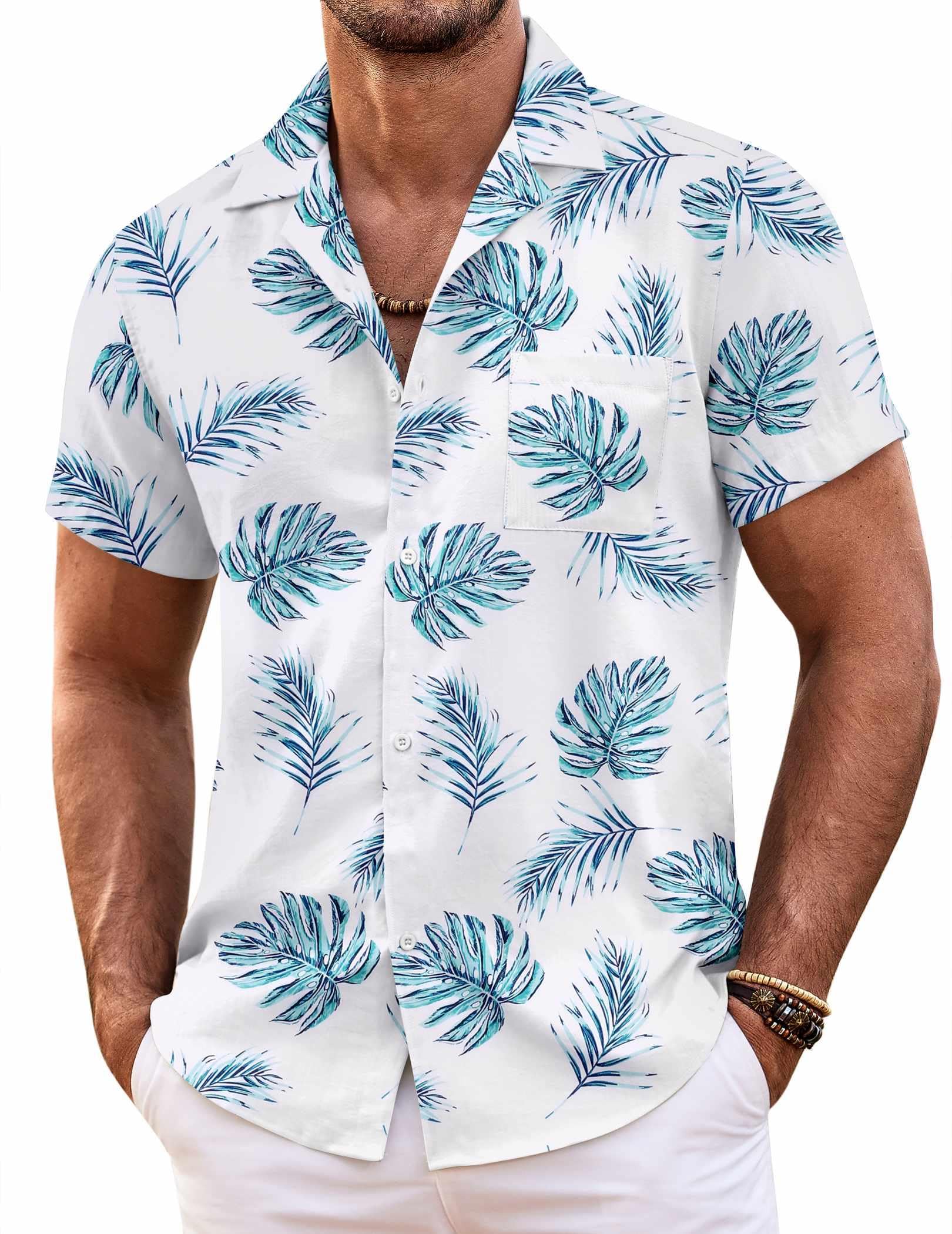 COOFANDY Mens Hawaiian Shirt Short Sleeve Floral Button Down Shirts Tropical Sum