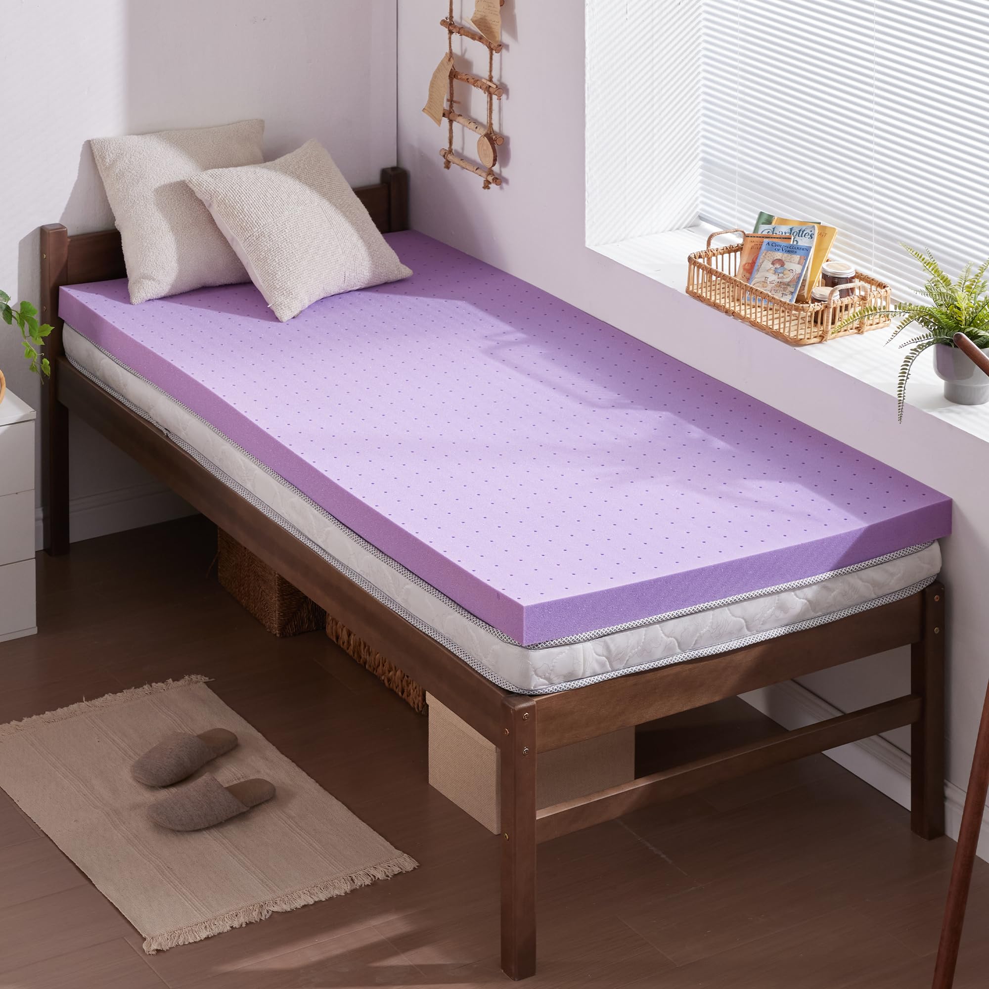 SINWEEK 2 Inch Gel Memory Foam Mattress Topper, Twin Size | Ventilated Soft Pres