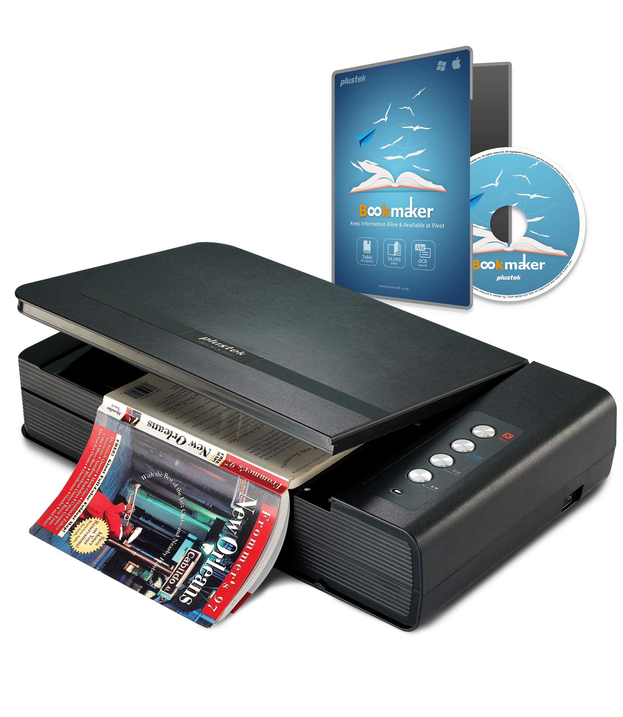Plustek OpticBook 4900 Flatbed Scanner + File Sorting Software eBook Maker | Sim