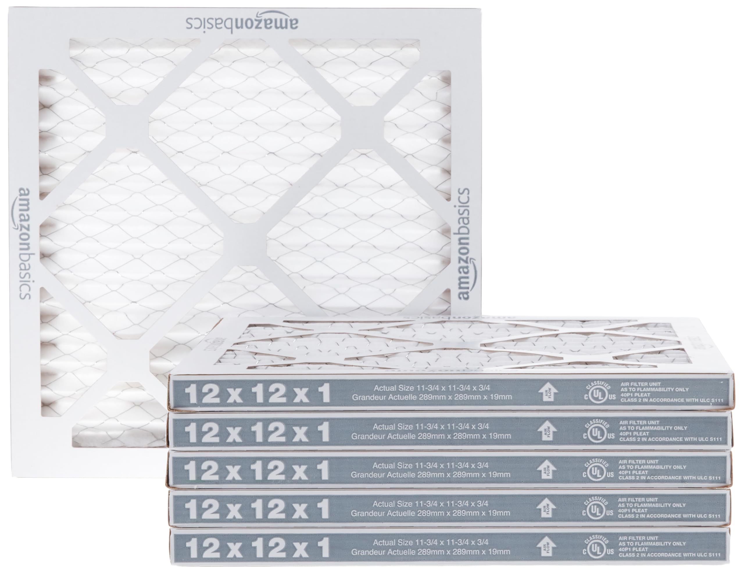 Amazon Basics 12x12x1 Air Filter 6-Pack, MERV 8 AC Furnace, Dust, Pet & Allergen