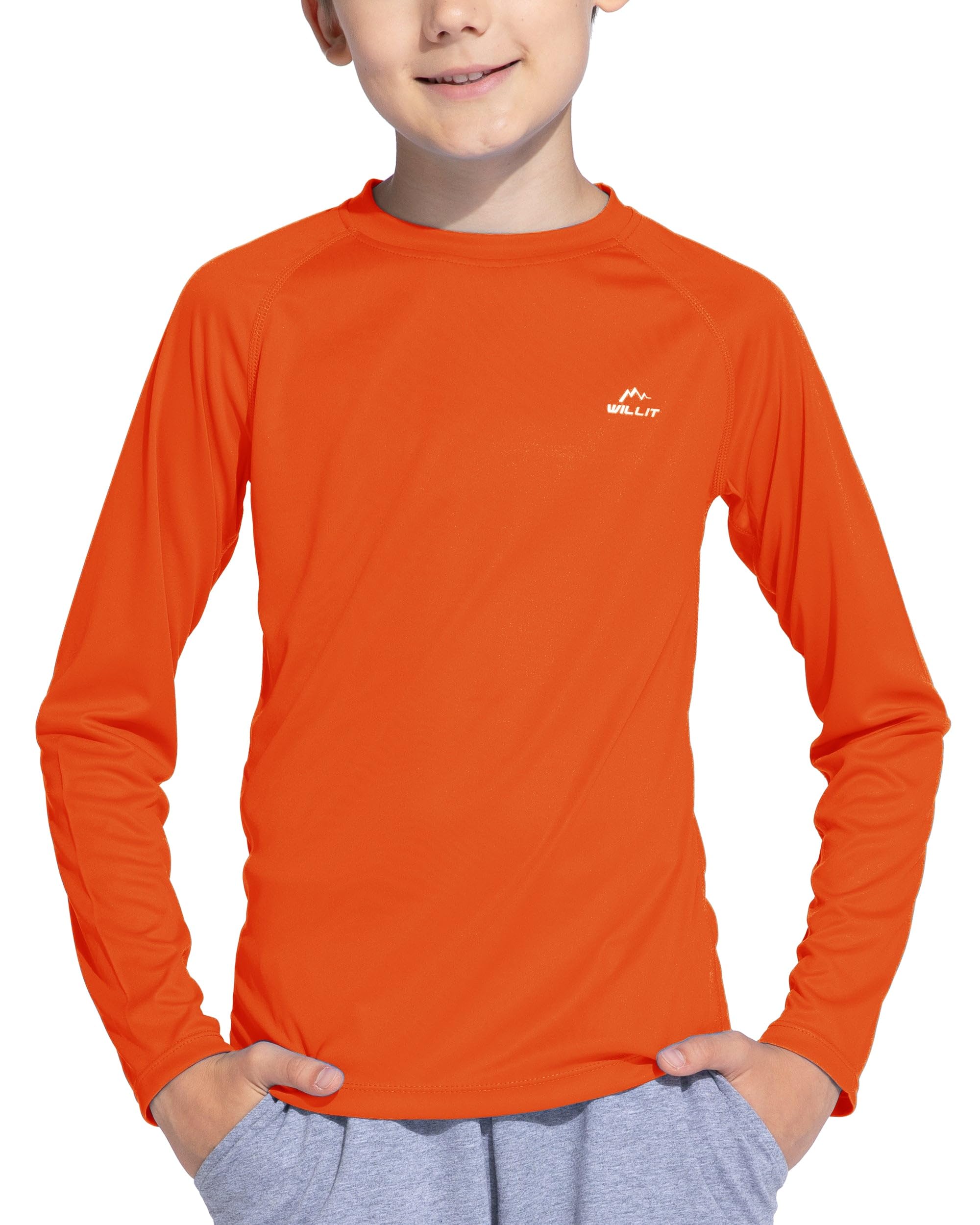 Willit UPF 50+ Sun Protection Long Sleeve Shirt Kids Rash Protection Youth Swimm