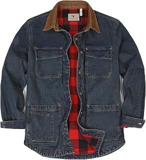 ZENTHACE Men's Flannel Lined Denim Chore Coat, Snap Button Workwear