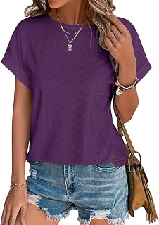 Bliwov Women's Summer Short Sleeve Embroidery Eyelet Blouses