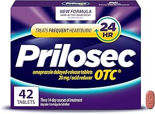 Prilosec OTC, Omeprazole 20mg, Medicine, Acid Reflux Medicine, 24 Hour Relief, 42 Tablets
