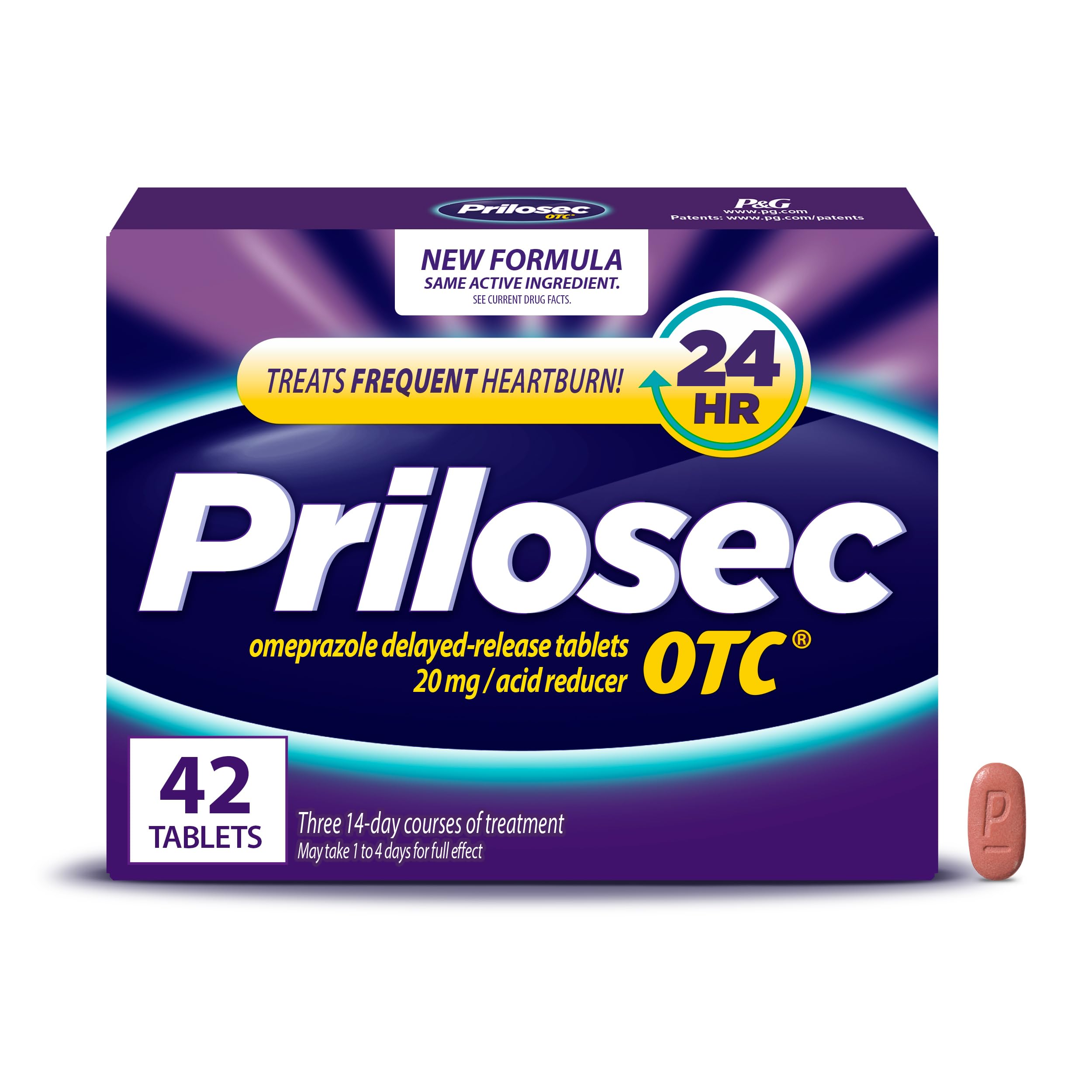 Prilosec OTC, Omeprazole 20mg, Medicine, Acid Reflux Medicine, 24 Hour Relief, 4