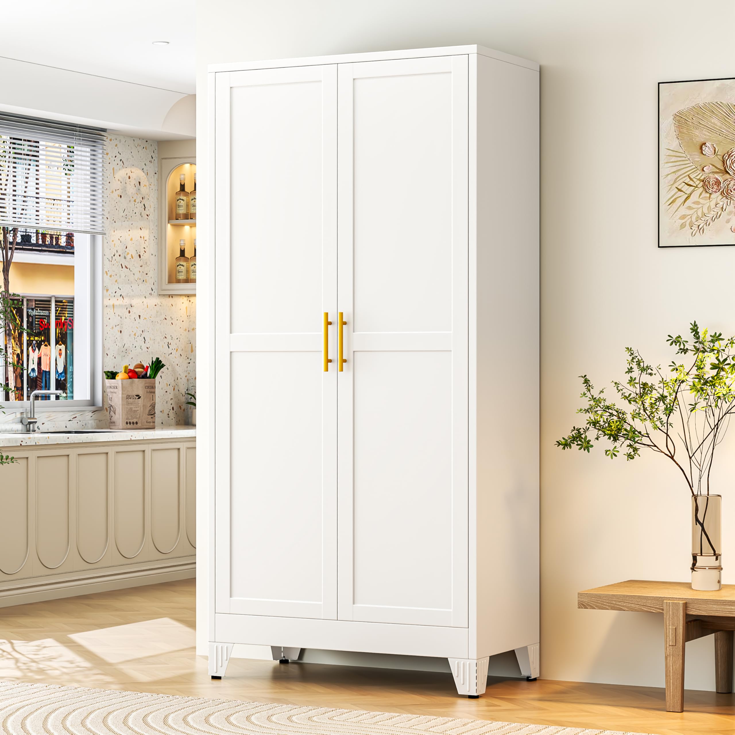 GAIOUS 75.2" Tall Metal Storage Cabinet with 2 Doors & 5 Adjustable Shelves | Ne