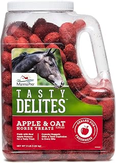 Manna Pro Tasty Delights Horse Treats, Apple & Oat Flavor, 3 lb Tub | Bite-Size Training Treats, Apple & Oat Flavor, Great for Daily Rewards, Encourages Positive Reinforcement