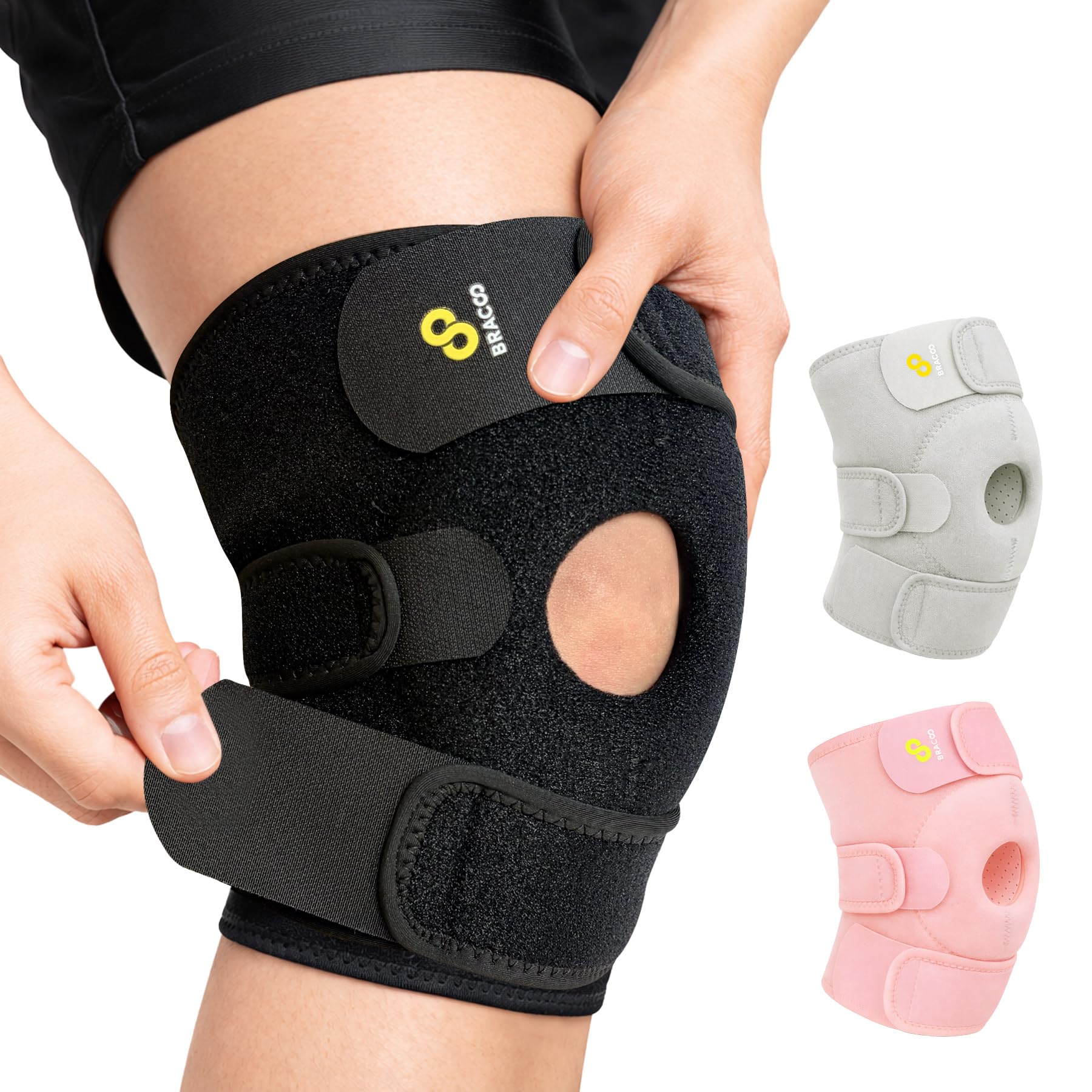 Bracoo Knee Support Brace for Men Women, Adjustable Compression Sleeve Wrap Pate