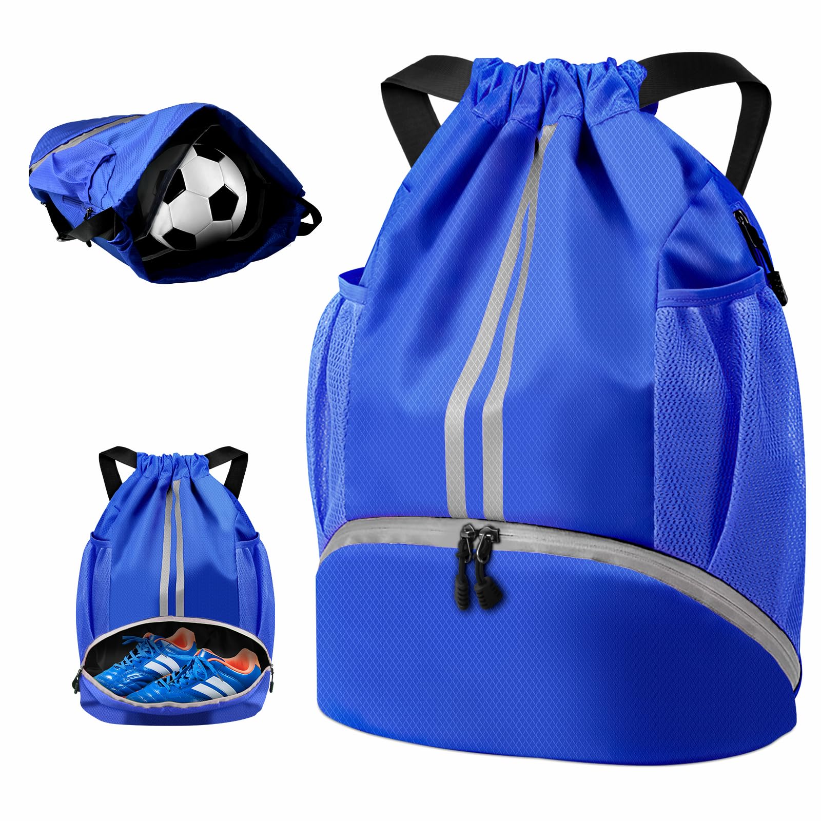 BROTOU Unisex Drawstring Backpack, Waterproof Oxford Gym Bag, Large PE Pack, Dur